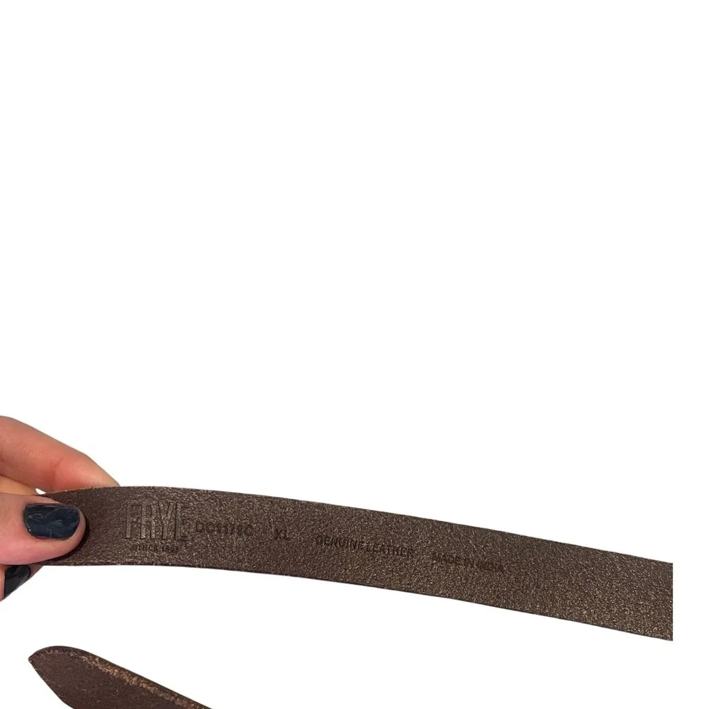 Frye Brown Genuine Leather Belt XL Braided Keeper Brass Buckle 1 Inch Wide